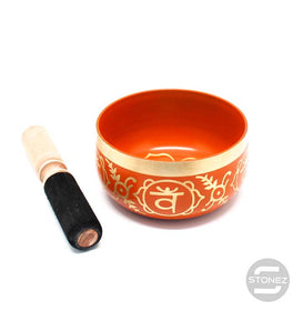 600301494-06 Cuneco Tibetano Chakra Simbolo Svadhisthana 13 cms Y 600 Gramos Aprox En Color Naranja ( Sing 47)