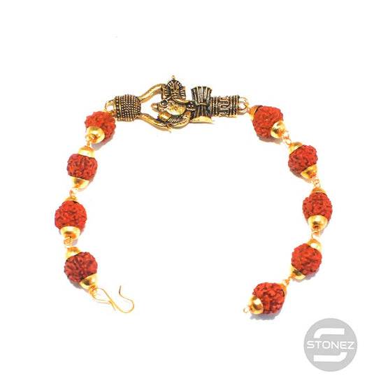 600301537-01 Pulsera Rudra 10 mm Y Simbolo De Shiva Trishul