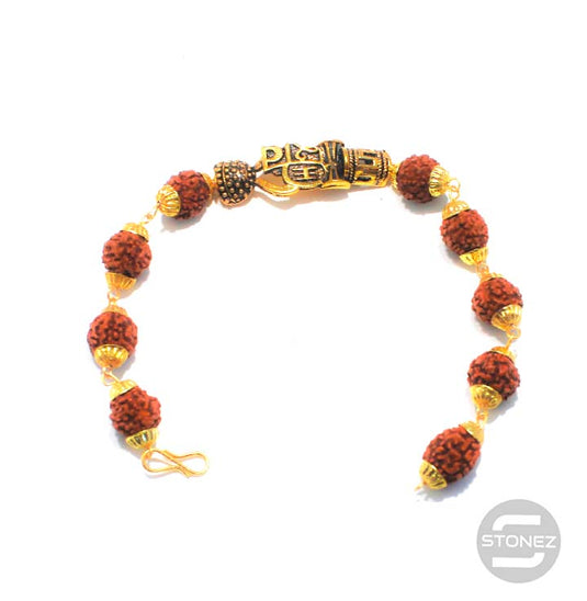 600301537-04 Pulsera Rudra 10 mm Y Simbolo De Shiva Trishul.