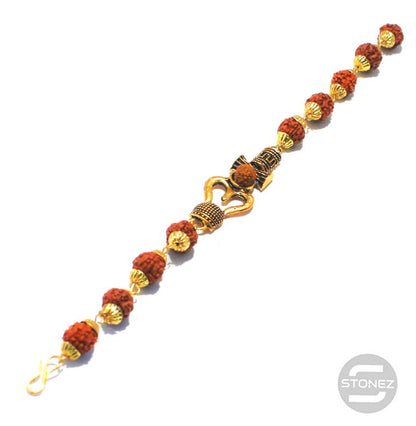 600301537-05 Pulsera Rudra 10 mm Y Simbolo De Shiva Trishul.