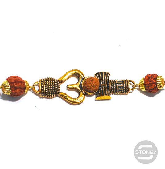 600301537-05 Pulsera Rudra 10 mm Y Simbolo De Shiva Trishul.