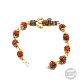 600301537-05 Pulsera Rudra 10 mm Y Simbolo De Shiva Trishul.