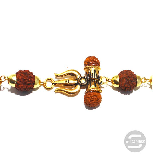 600301537-06 Pulsera Rudra 10 mm Y Simbolo De Shiva Trishul.