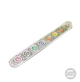 600301544-01 Porta Incienso Placa De Metal 7 Chakras 23 x 3,5 Cms Aprox