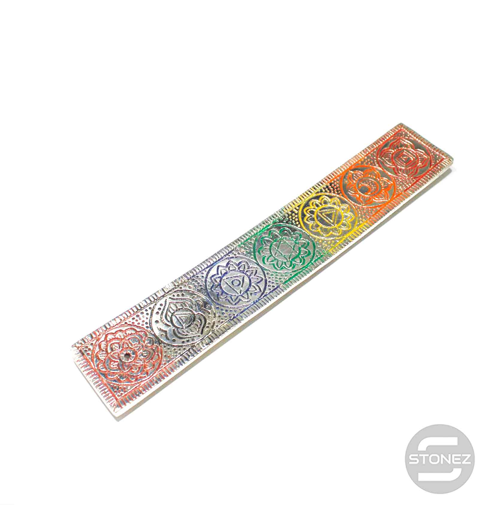 600301544 Porta Incienso Placa De Metal 7 Chakras 23 x 4 Cms Aprox