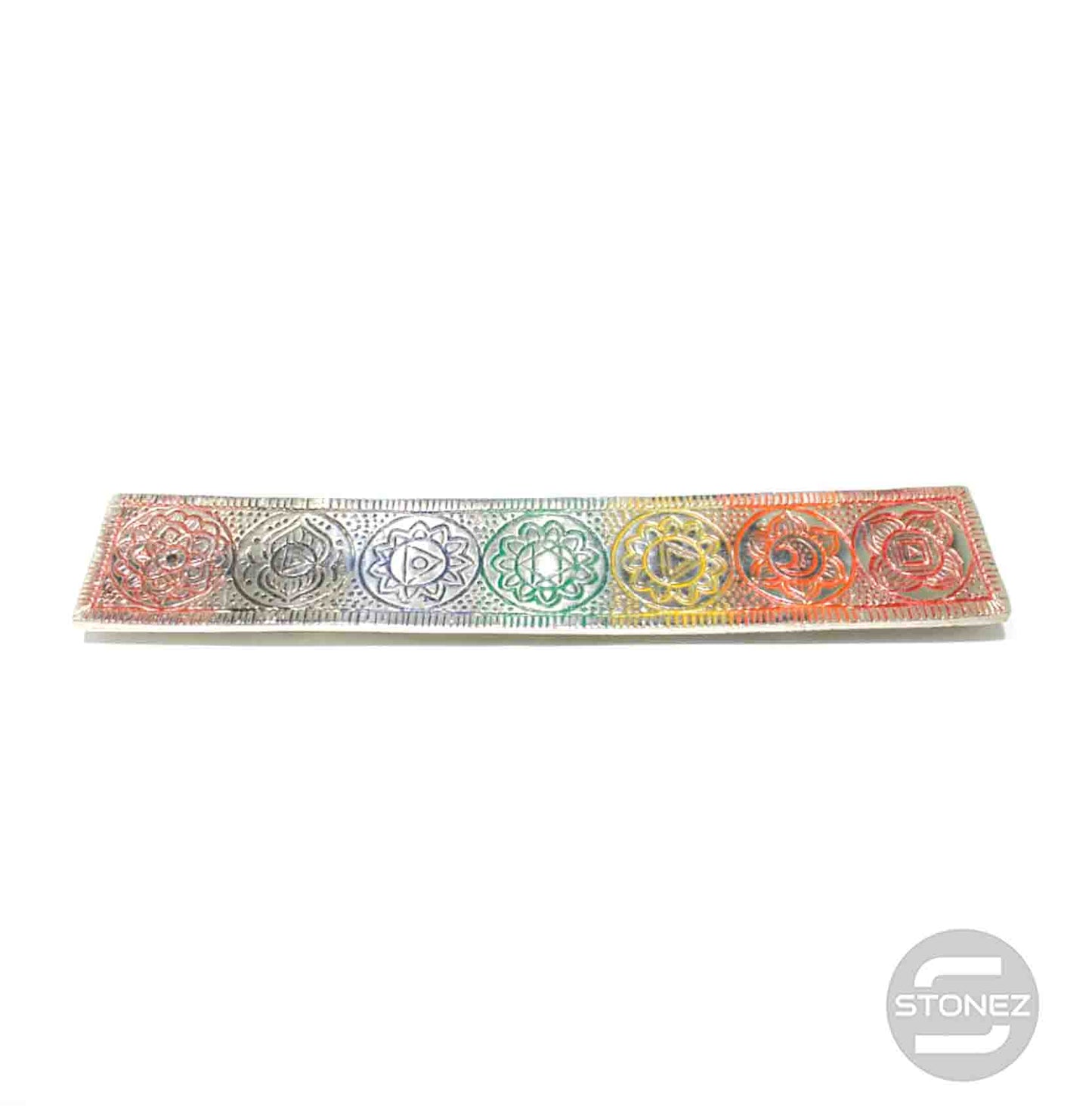 600301544 Porta Incienso Placa De Metal 7 Chakras 23 x 4 Cms Aprox