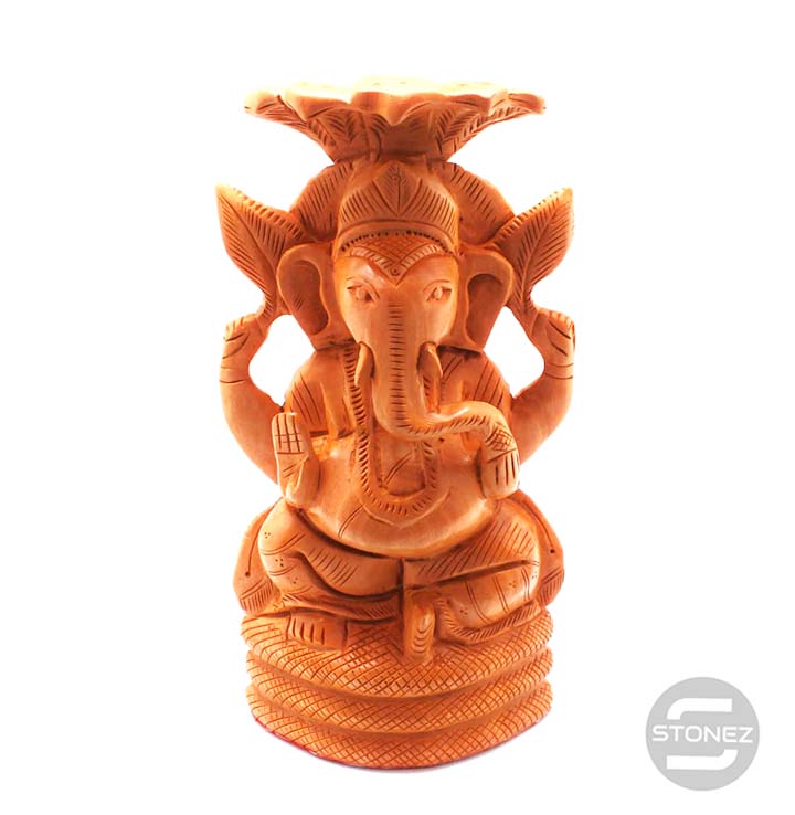 Cargue la imagen en el visor de la galería, 600301598 Figura Ganesha Tallada A Mano En Madera 20 X 10 Cms Aprox.
