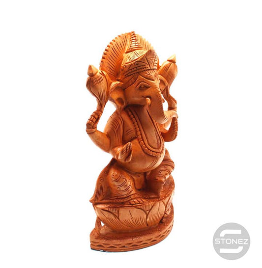 600301598 Figura Ganesha Tallada A Mano En Madera 20x11x5 CMS aprox