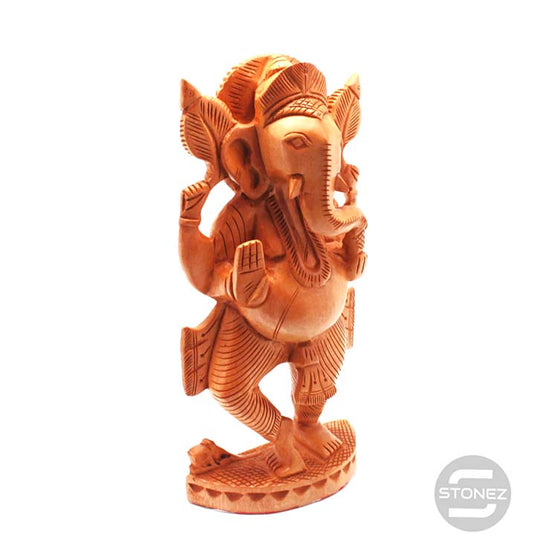 600301598 Figura Ganesha Tallada A Mano En Madera 20x9x5 CMS aprox