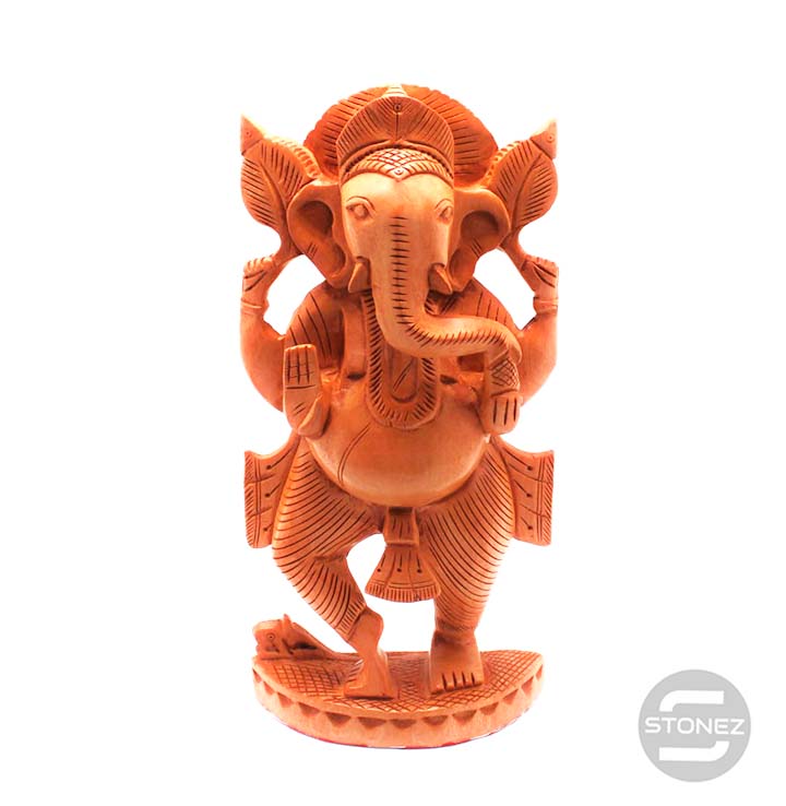 Cargue la imagen en el visor de la galería, 600301598 Figura Ganesha Tallada A Mano En Madera 20x9x5 CMS aprox
