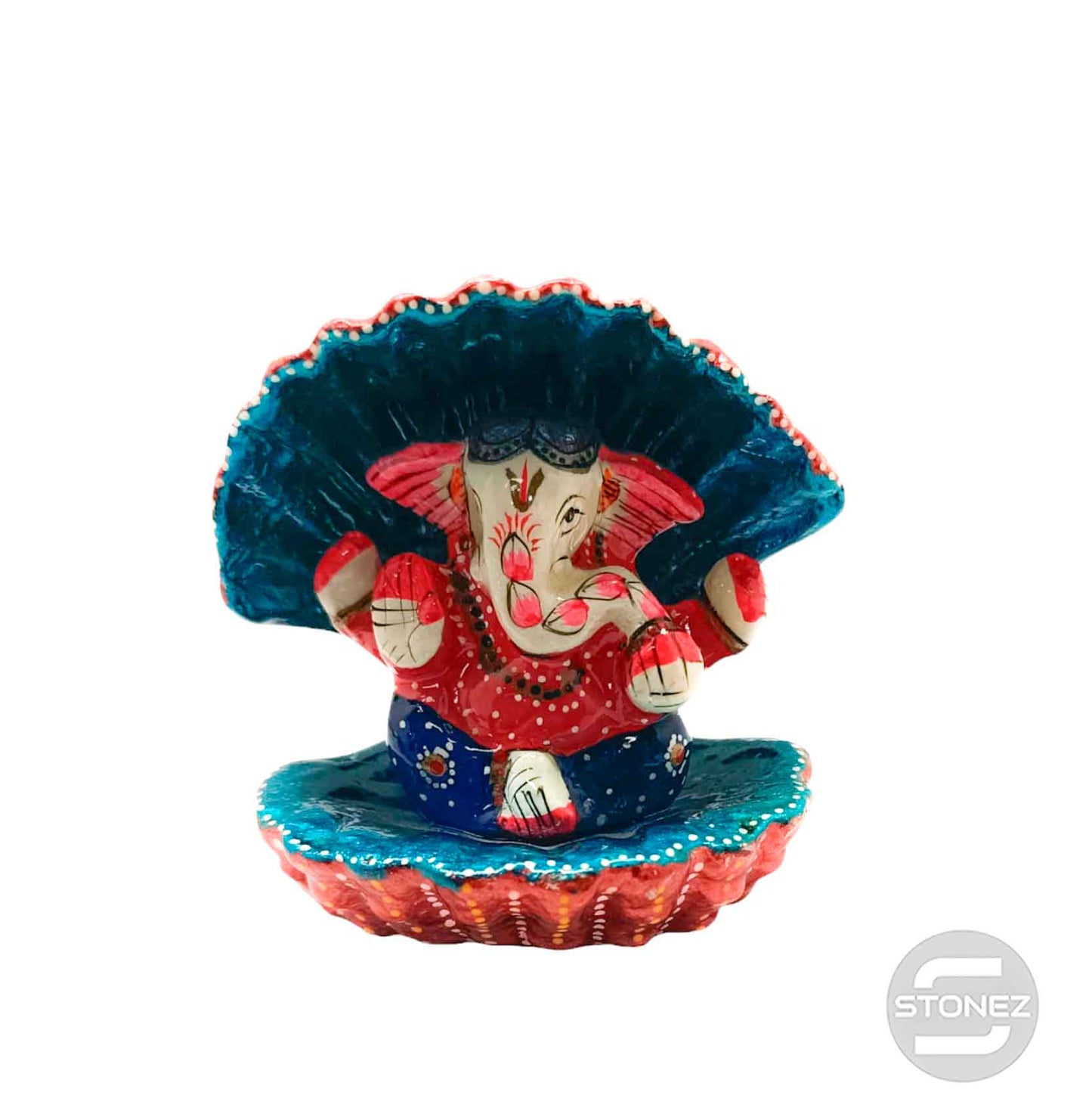600301632 Figura Ganeha Aluminio Dentro De Concha Color Azul 8 Cms