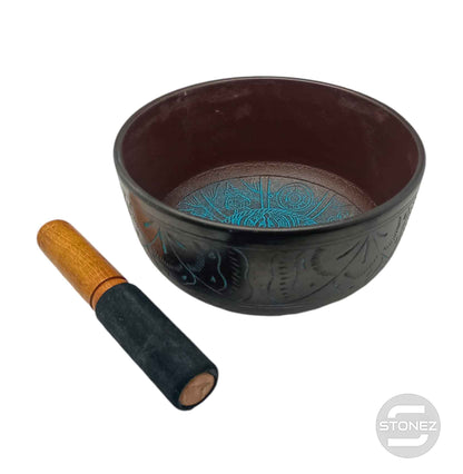600301652 Cuenco Tibetano 4 Metales Grabados 20 Cms Aprox Color Azul (El grabado puede variar)