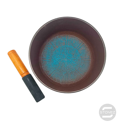 600301652 Cuenco Tibetano 4 Metales Grabados 20 Cms Aprox Color Azul (El grabado puede variar)