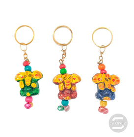 600301697 Paquete 12 Llaveros Ganesha Pintado A Mano Con Cascabeles (12 uds colores surtidos)