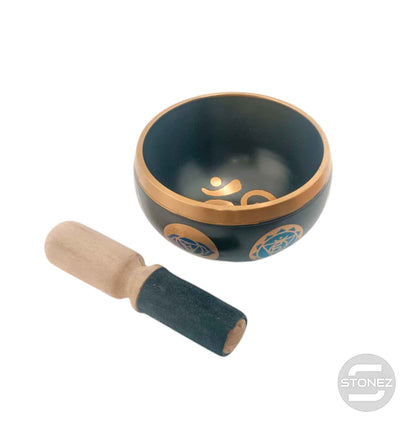 600303003 Cuenco Tibetano 4 Metales Grabado 7 Chakra 11 Cms Aprox Color Negro