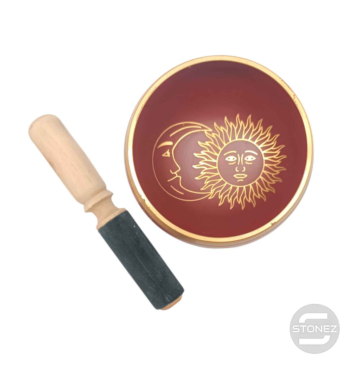 600303019 Cuenco Tibetano 4 Metales 12,5 Cms Aprox Color Burdeos Grabado Sol Y Luna