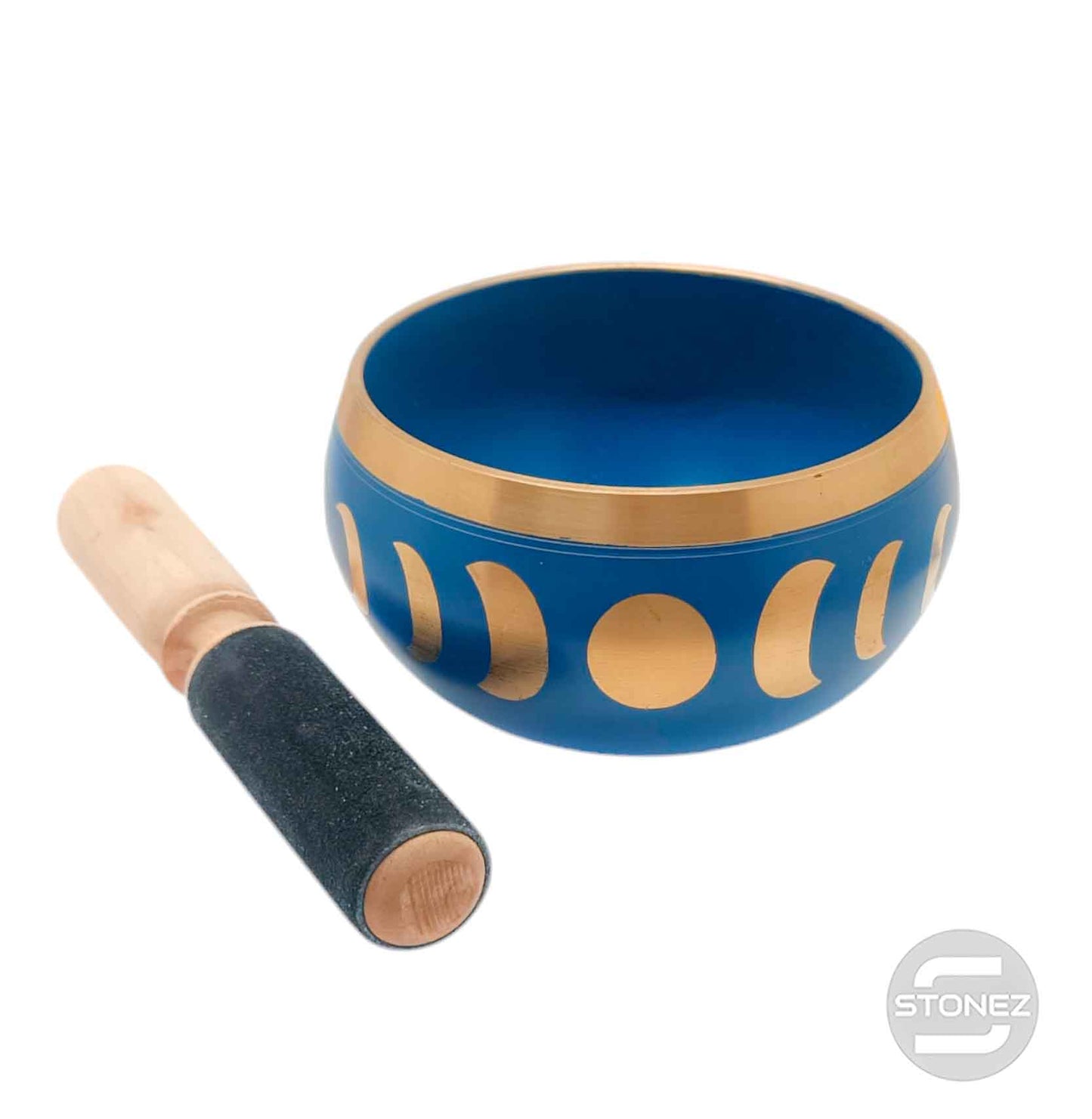 600303025 Cuenco Tibetano 4 Metales 12,5 Cms Aprox Color Azul Grabado Fase Lunar