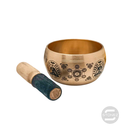 600303027 Cuenco Tibetano 4 Metales 11 Cms Aprox Color Dorado Grabado Metraton