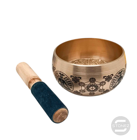 600303028 Cuenco Tibetano 4 Metales 12,5 Cms Aprox Color Dorado Grabado Metraton
