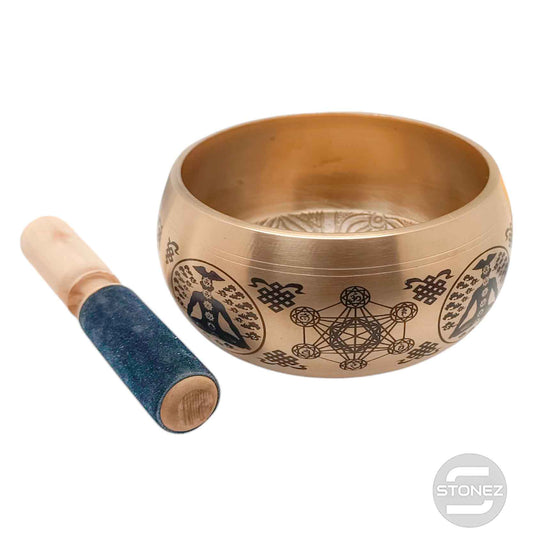 600303029 Cuenco Tibetano 4 Metales 14 Cms Aprox Color Dorado Grabado Metraton