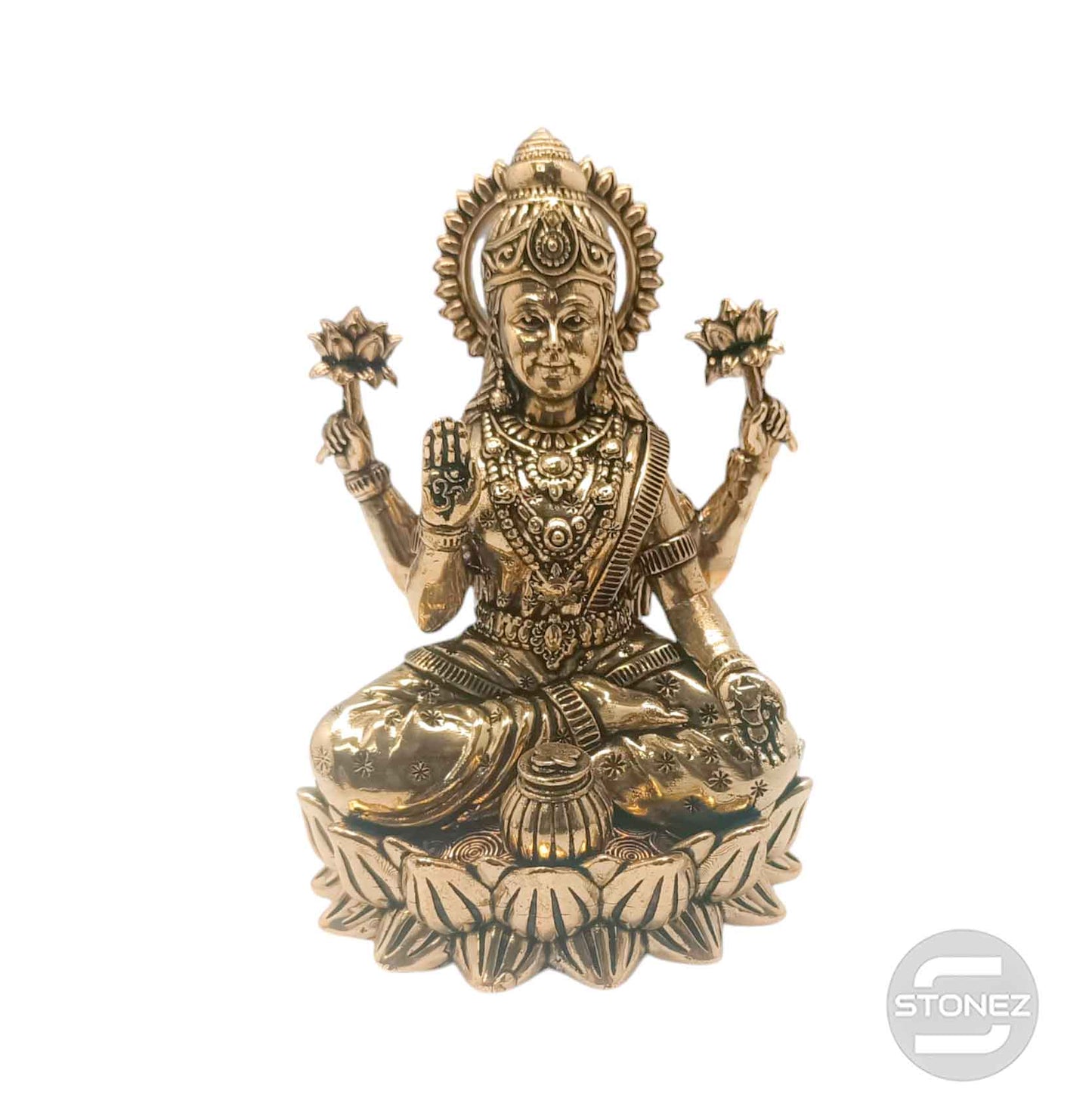 600303036 Figura En Latón (Buena Calidad) Laxmi 13,5x10 Cms y 500 Gramos Aprox