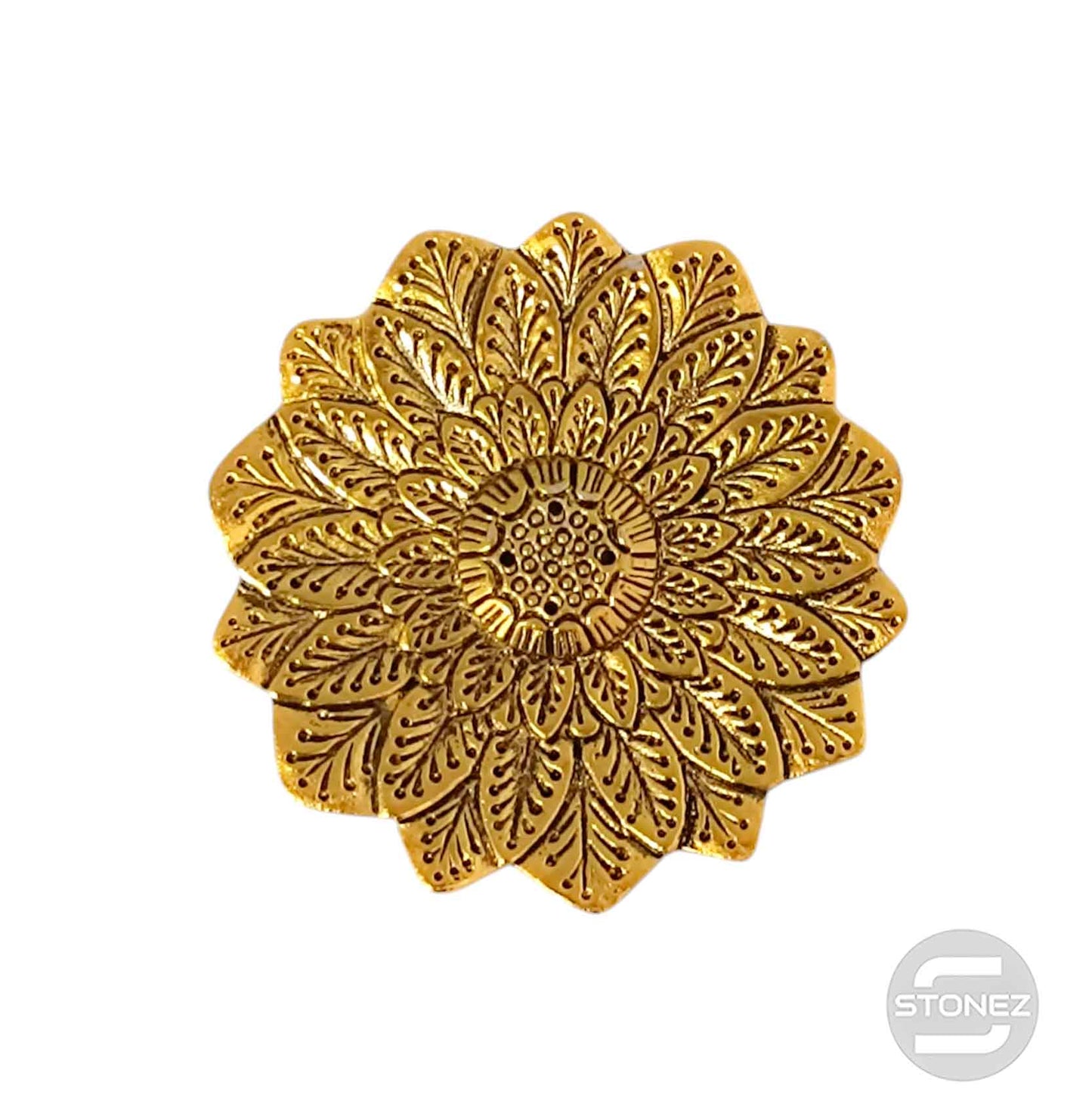 600303070-13 Porta Incienso De Metal Dorado Flor 9 Cms Aprox