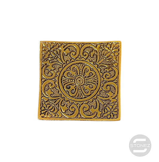 600303070-14 Porta Incienso De Metal Cuadrado Dorado 10 Cms Aprox
