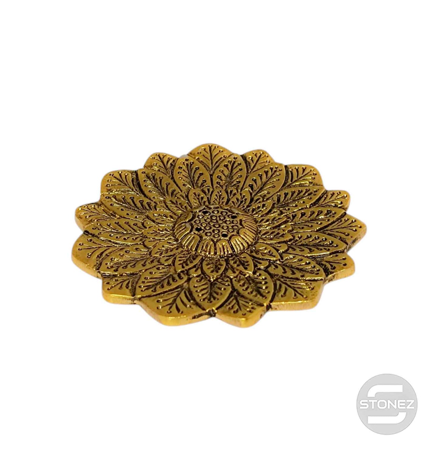 600303070-13 Porta Incienso De Metal Dorado Flor 9 Cms Aprox
