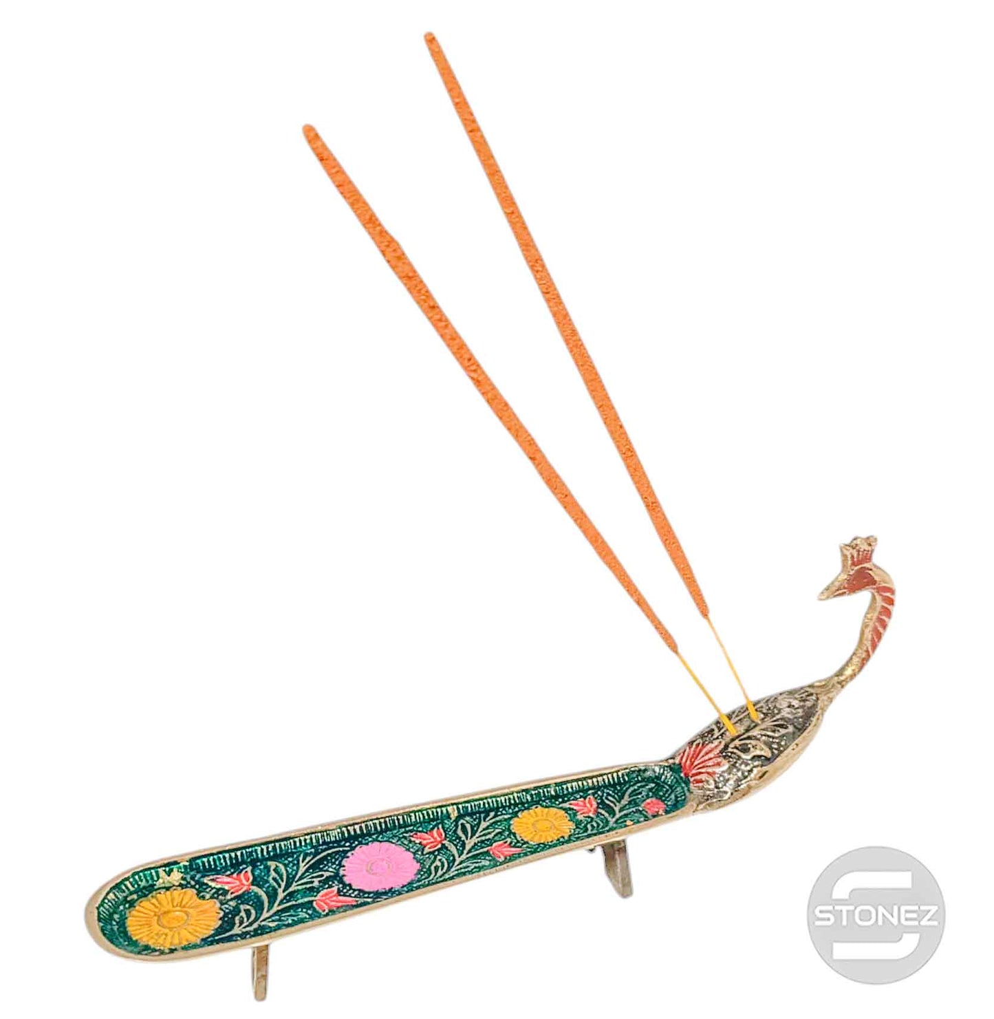600303086 Porta Incienso Metal Pavo Real 22 Cms Aprox (INCIENSO NO INCLUIDO)