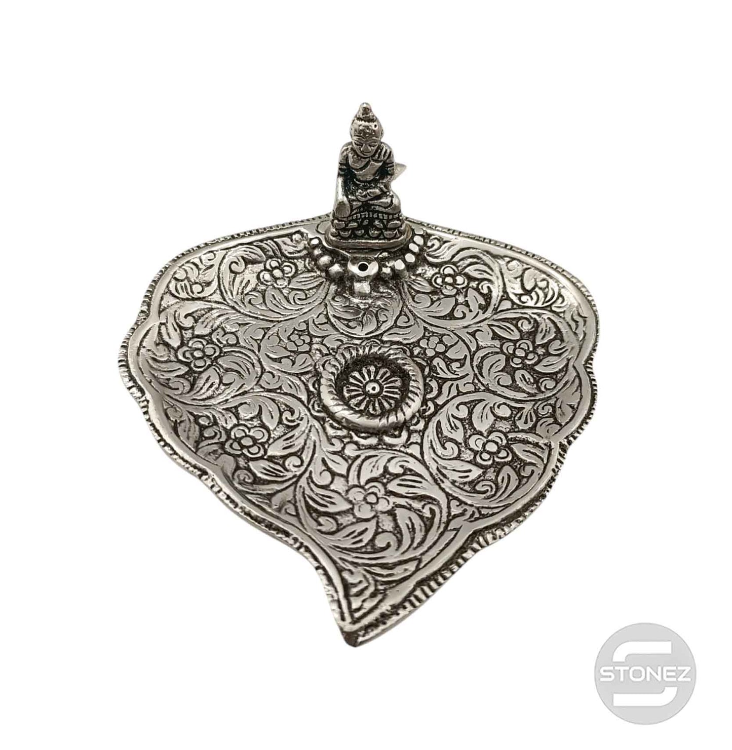 600303252-02 Porta Incienso Metal Hoja Buda 11 Cms Aprox