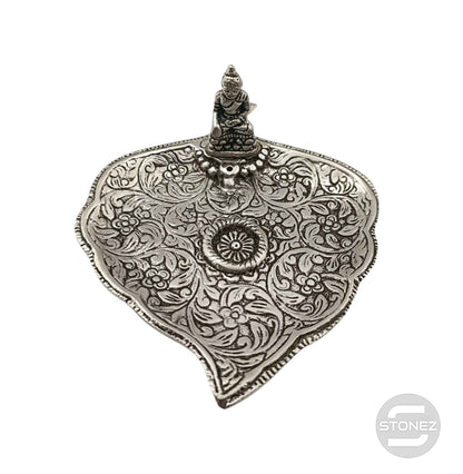 600303252-12 Porta Incienso Metal Hoja Buda 11 Cms Aprox