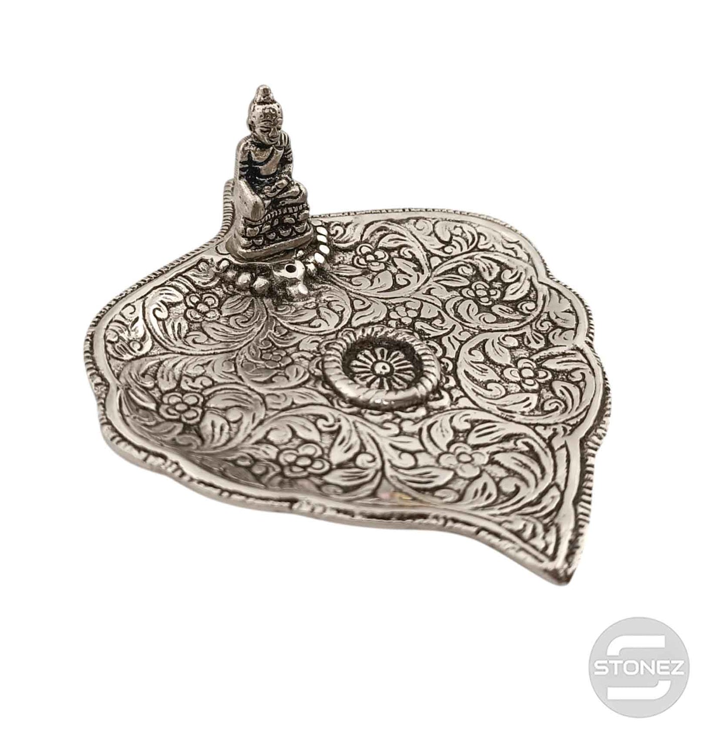 600303252-02 Porta Incienso Metal Hoja Buda 11 Cms Aprox
