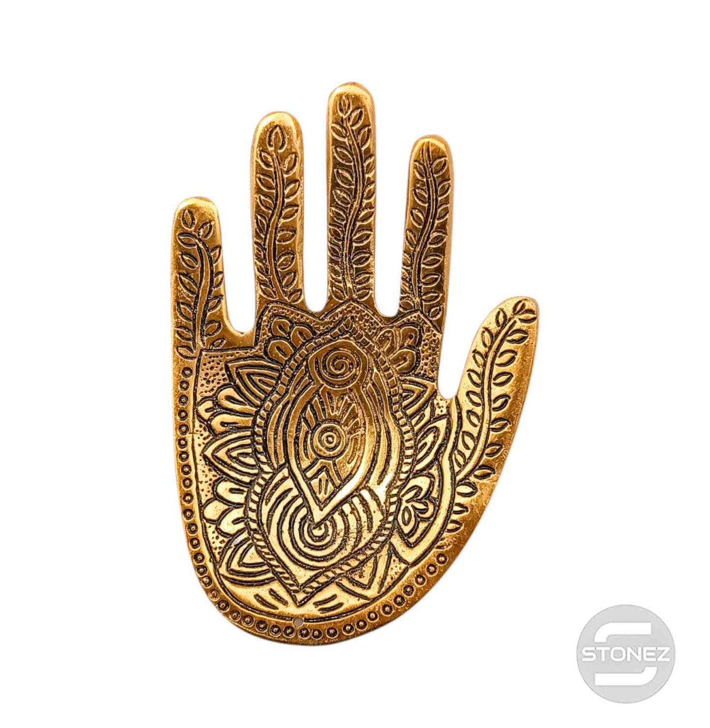 600303252-10 Porta Incienso Metal Dorado Mano 12 Cms Aprox