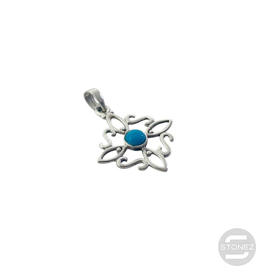 600303558-01 Colgante Plata 925 Nudo De Brujas Con Piedra Turquesina Oscura 20 mm Aprox