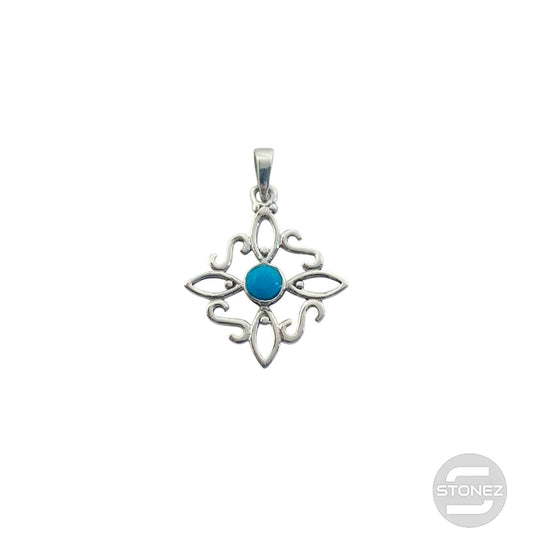 600303558-01 Colgante Plata 925 Nudo De Brujas Con Piedra Turquesina Oscura 20 mm Aprox