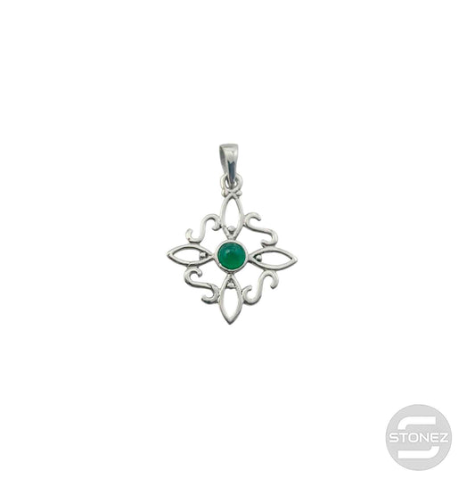 600303558-02 Colgante Plata 925 Nudo De Brujas Con Piedra Aventurina 20 mm Aprox