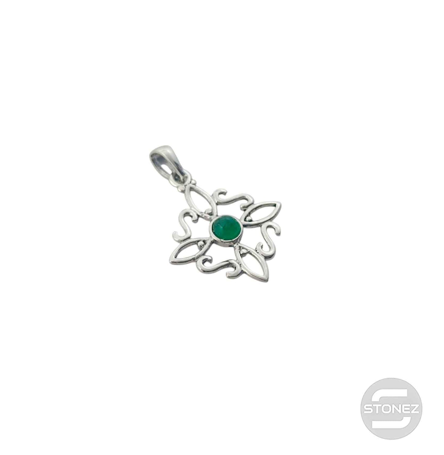 600303558-02 Colgante Plata 925 Nudo De Brujas Con Piedra Aventurina 20 mm Aprox
