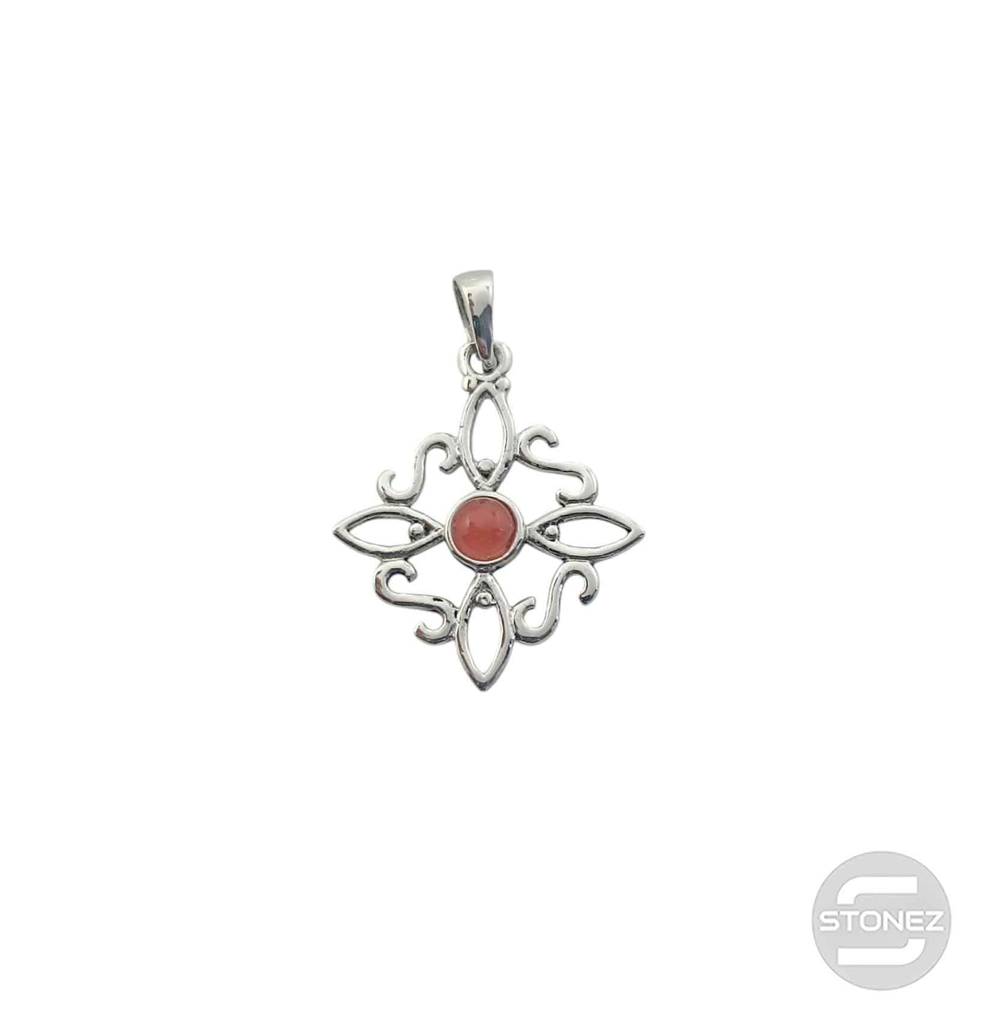 600303558-03 Colgante Plata 925 Nudo De Brujas Con Piedra Carneola 20 mm Aprox
