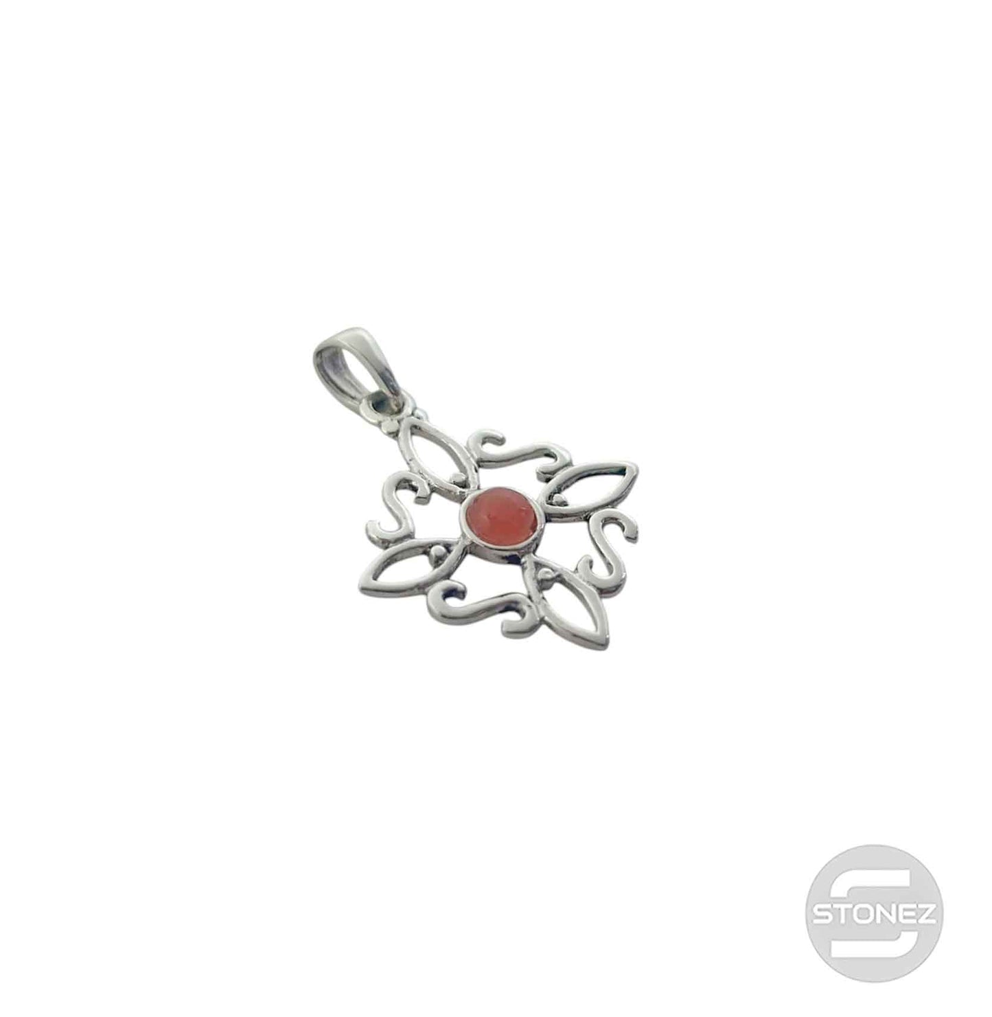 600303558-03 Colgante Plata 925 Nudo De Brujas Con Piedra Carneola 20 mm Aprox