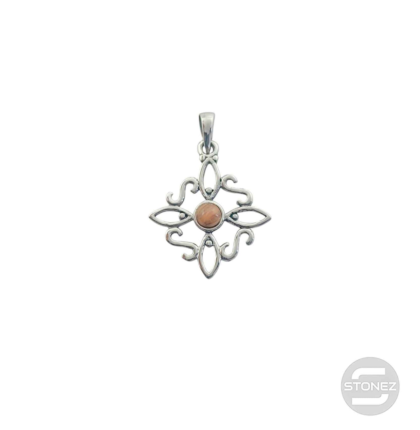 600303558-04 Colgante Plata 925 Nudo De Brujas Con Piedra Ojo De Tigre 20 mm Aprox
