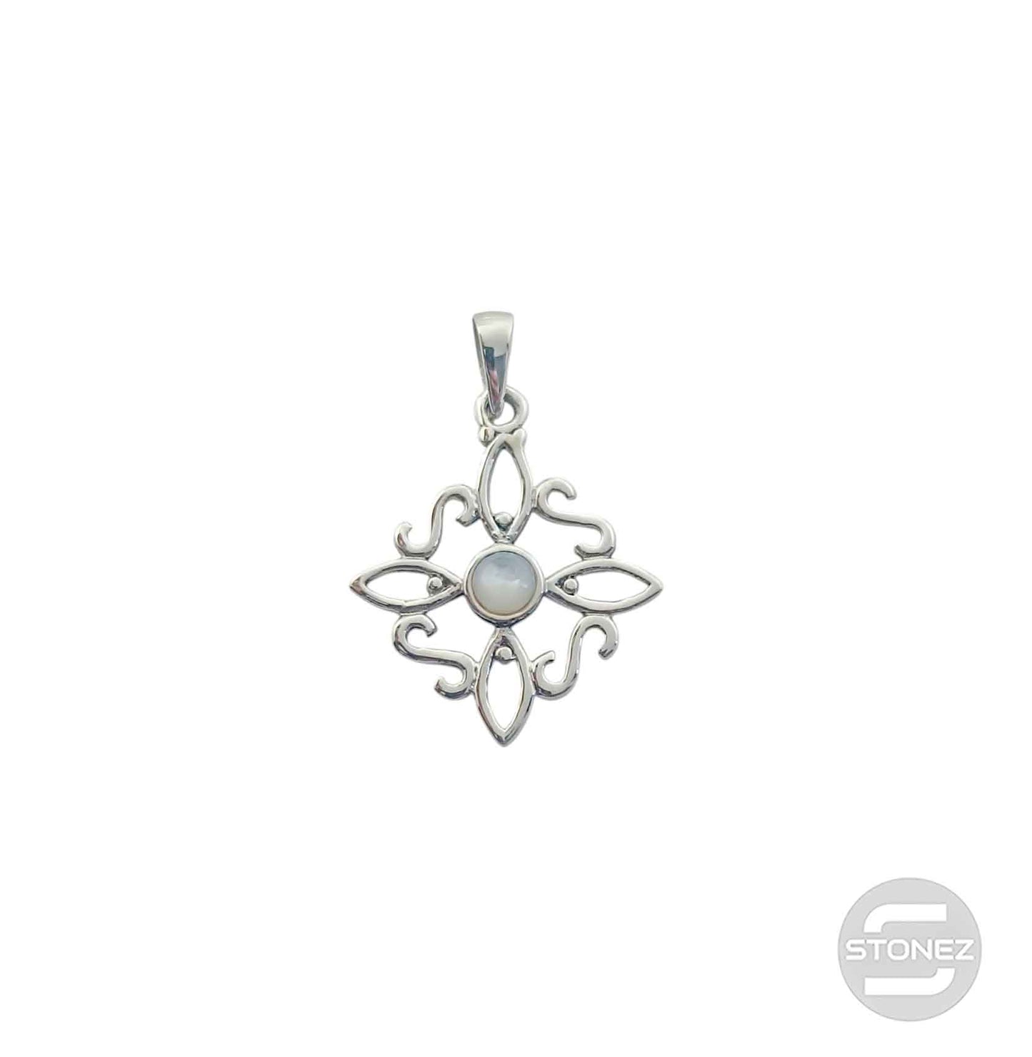 600303558-06 Colgante Plata 925 Nudo De Brujas Con Piedra Luna 20 mm Aprox