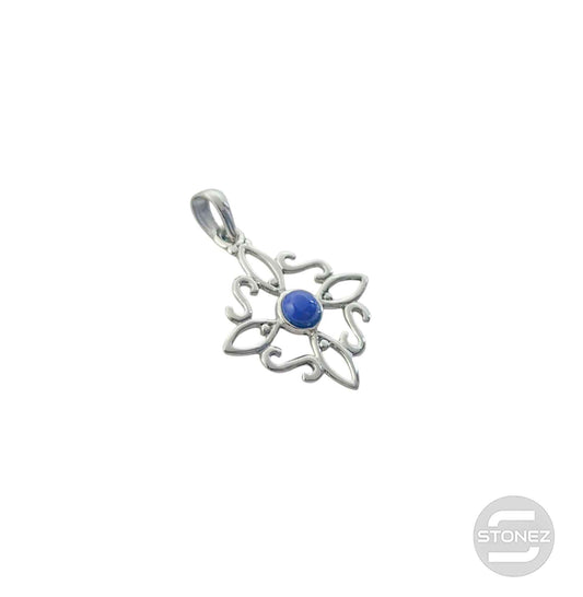 600303558-07 Colgante Plata 925 Nudo De Brujas Con Piedra Lapislazuli 20 mm Aprox