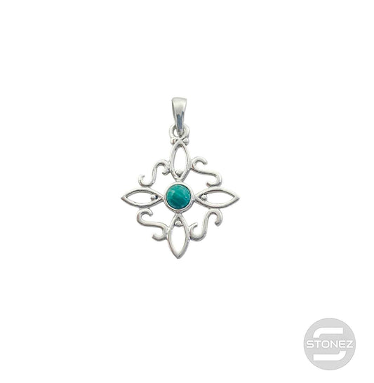 600303558-08 Colgante Plata 925 Nudo De Brujas Con Piedra Malaquita 20 mm Aprox