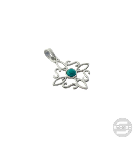 600303558-08 Colgante Plata 925 Nudo De Brujas Con Piedra Malaquita 20 mm Aprox