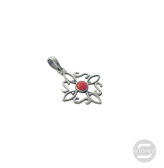 600303558-09 Colgante Plata 925 Nudo De Brujas Con Piedra Coral 20 mm Aprox