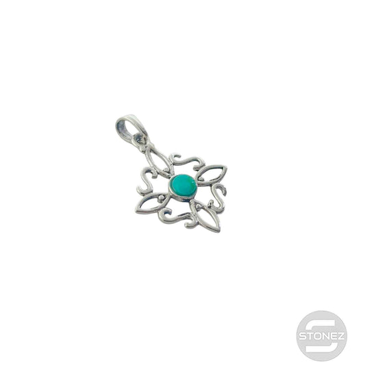 600303558-11 Colgante Plata 925 Nudo De Brujas Con Piedra Turquesina 20 mm Aprox