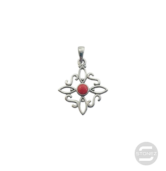 600303558-09 Colgante Plata 925 Nudo De Brujas Con Piedra Coral 20 mm Aprox