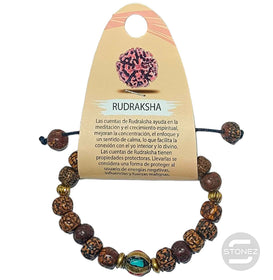 600401787-01 Pulsera Tibetana Con Rudra 8 mm (El dije tibetano puede ser ligeramente diferente)