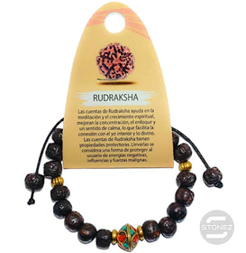 600401787-02 Pulsera Tibetana Con Rudra 8 mm (El dije tibetano puede ser ligeramente diferente)