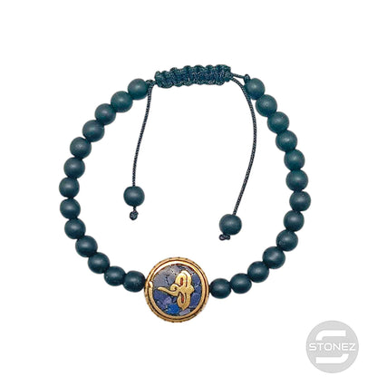 600402928 Pulsera De Piedra Shaligram 6 mm Y Entrepieza Tibetana (La Entre pieza Puede Variar) - stonez